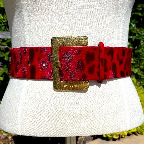 St. John Leopard Cheetah Belt St. John Knits Narrow Leopard Print Calf Hair Belt with Long  main image 4